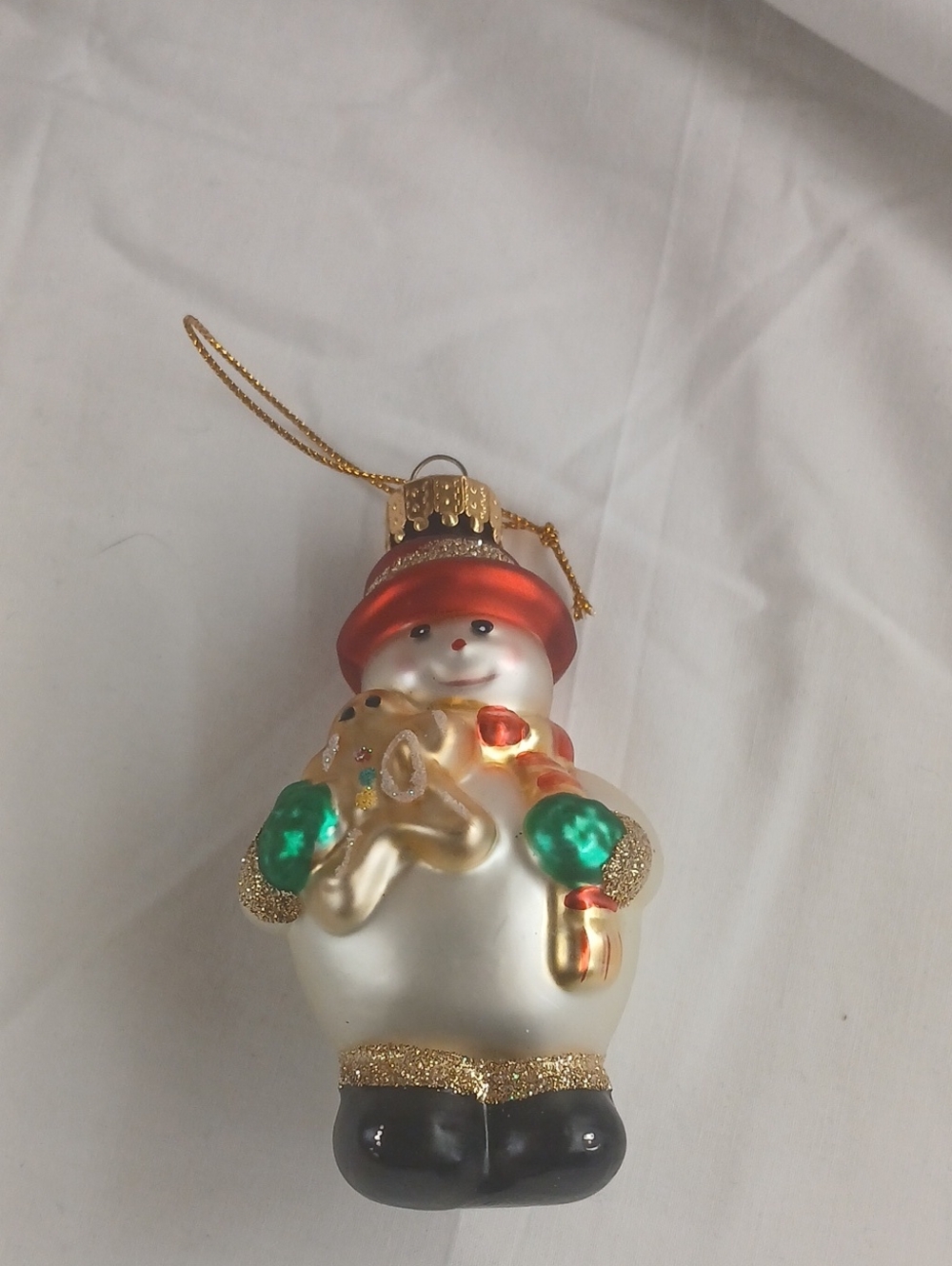 Festive Red & Gold Snowman Christmas Ornament - Home Holiday